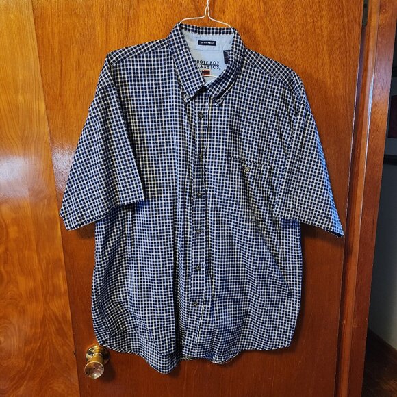 Men's XL Bugle Boy Classics Blue Check Short Sleeve Button Down Shirt - Picture 2 of 10